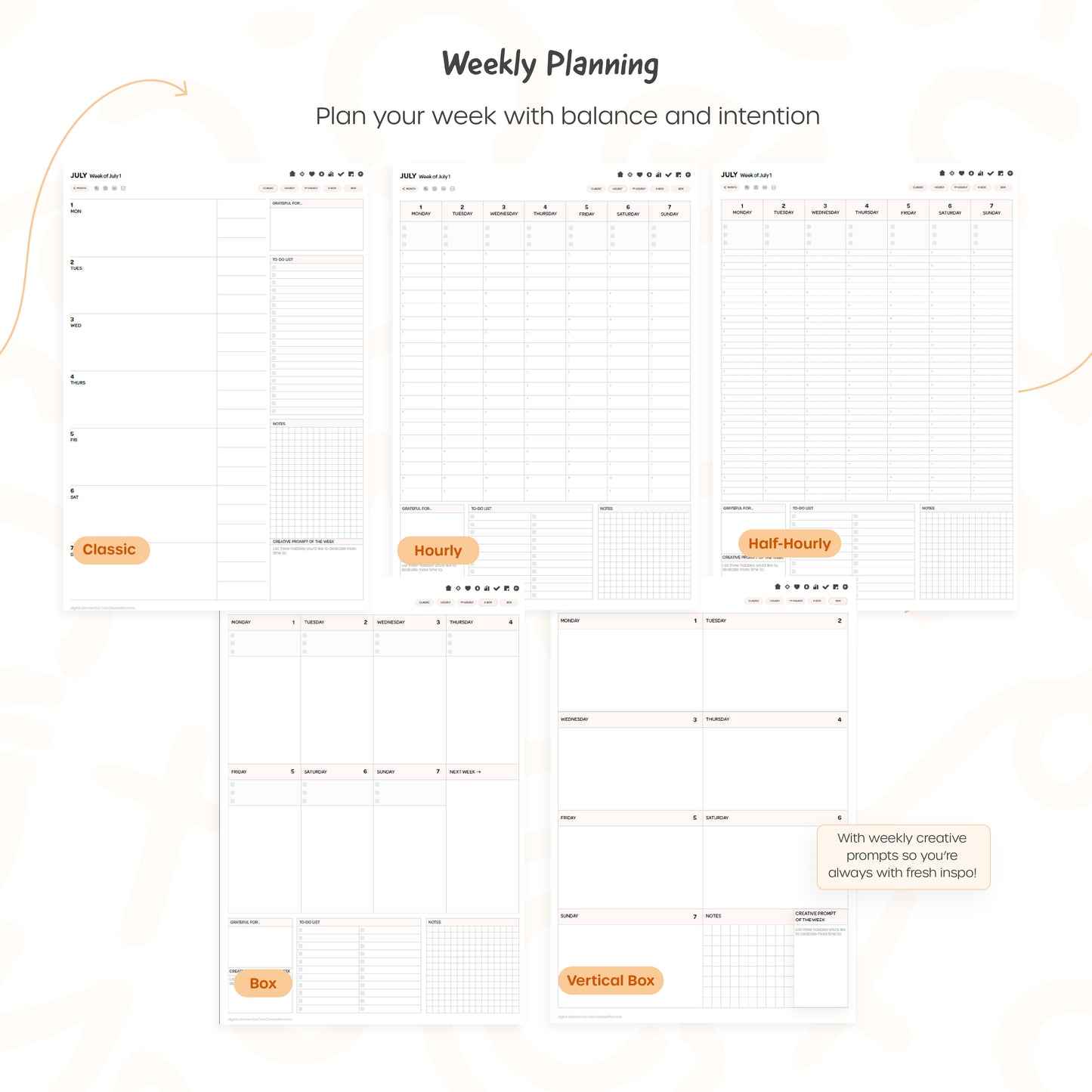 2024-25 Mid-Year Digital Planner - Portrait, Monday Start