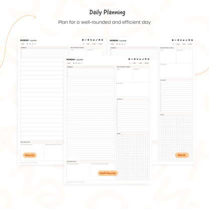 2024-25 Mid-Year Digital Planner - Portrait, Monday Start