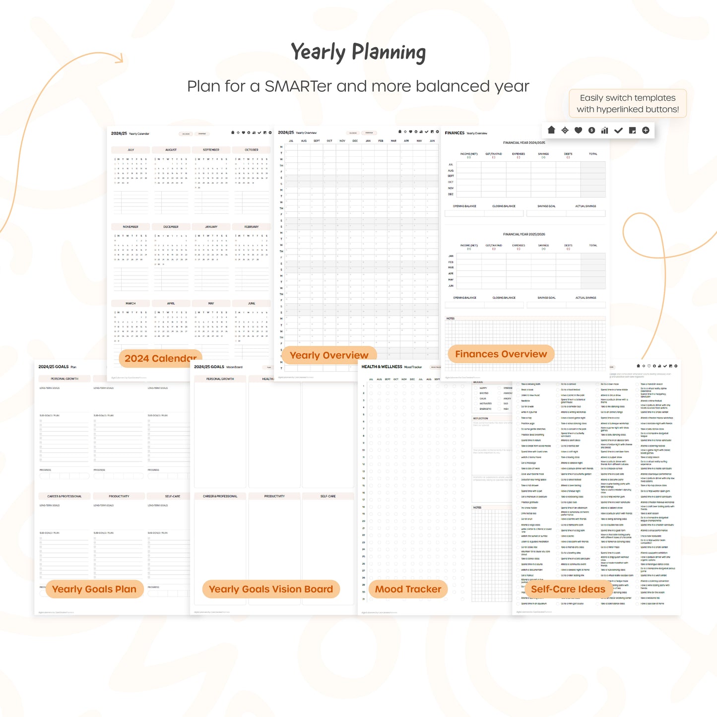 2024-25 Mid-Year Digital Planner - Portrait, Monday Start