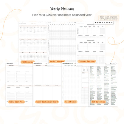 2024-25 Mid-Year Digital Planner - Portrait, Monday Start