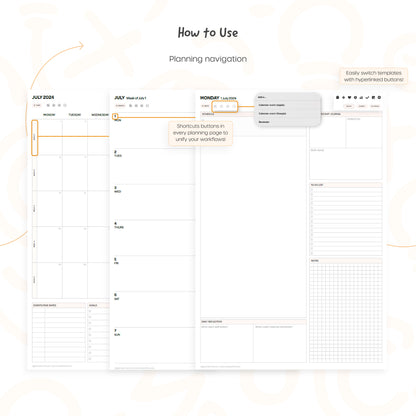 2024-25 Mid-Year Digital Planner - Portrait, Monday Start