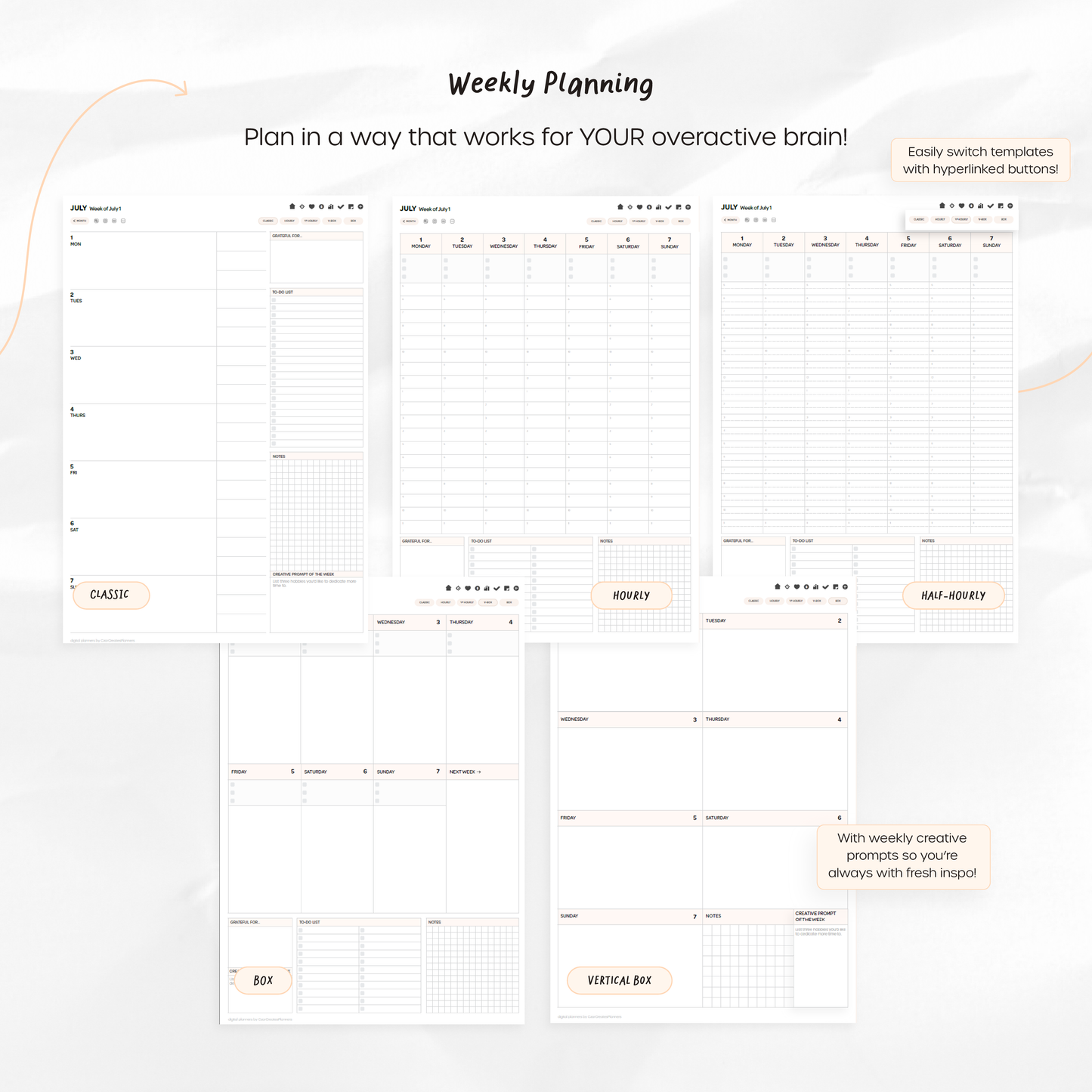 2024-25 Mid-Year Digital Planner - Portrait, Monday Start