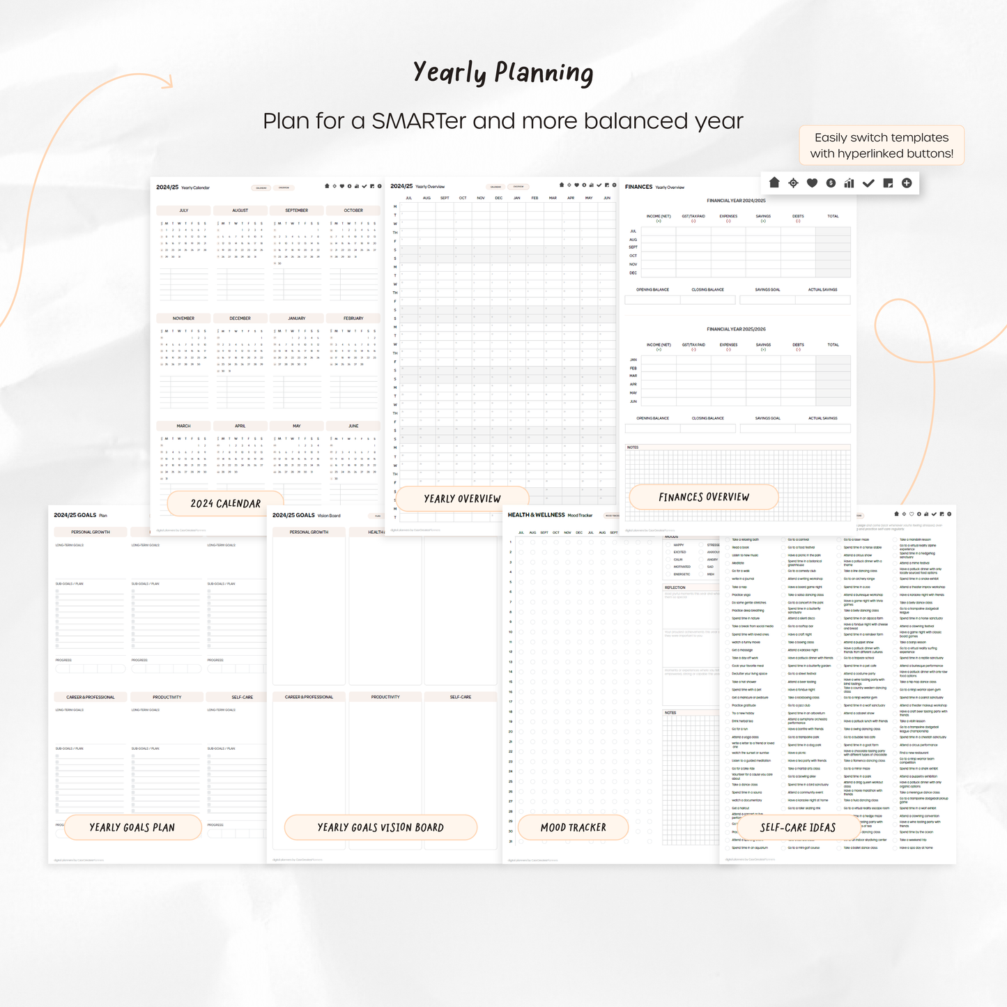 2024-25 Mid-Year Digital Planner - Portrait, Monday Start