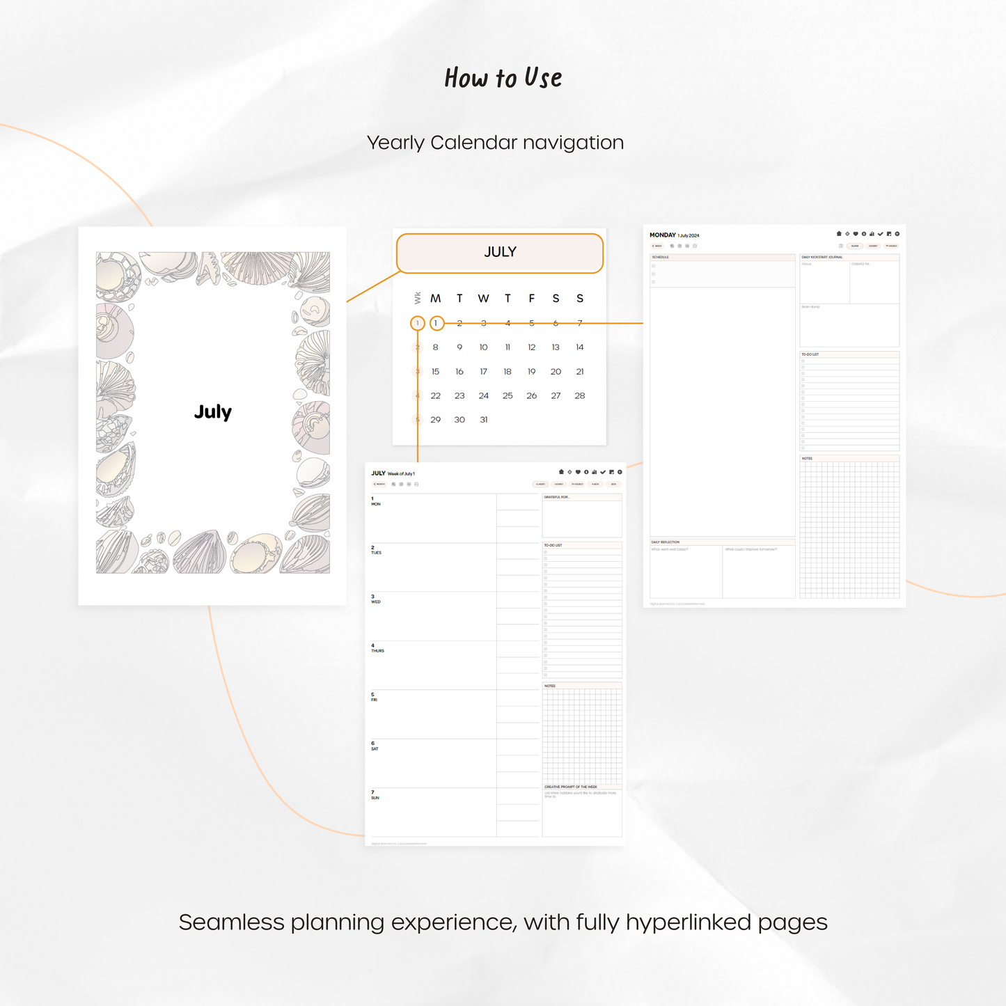 2024-25 Mid-Year Digital Planner - Portrait, Monday Start