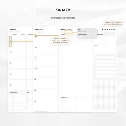 2024-25 Mid-Year Digital Planner - Portrait, Monday Start