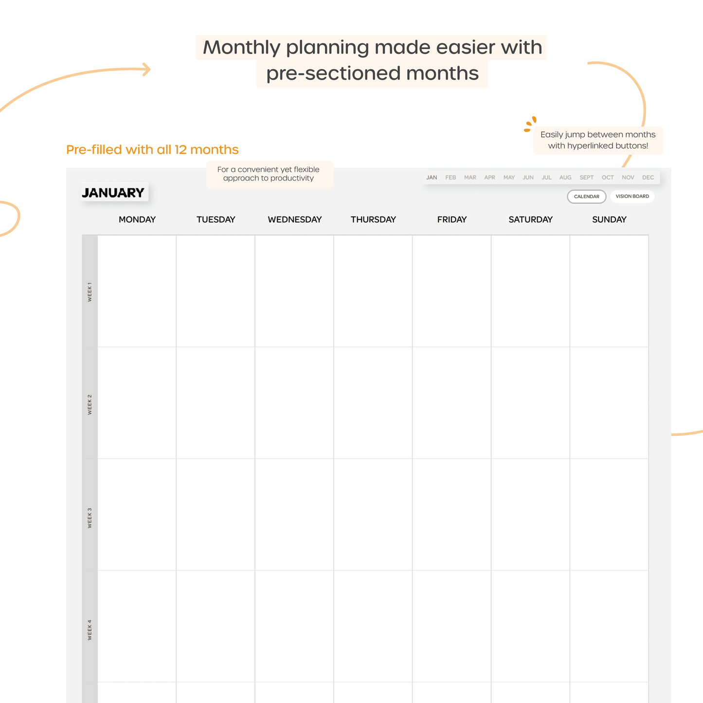 Undated Monthly Planner - Portrait - CzarCreatesPlanners