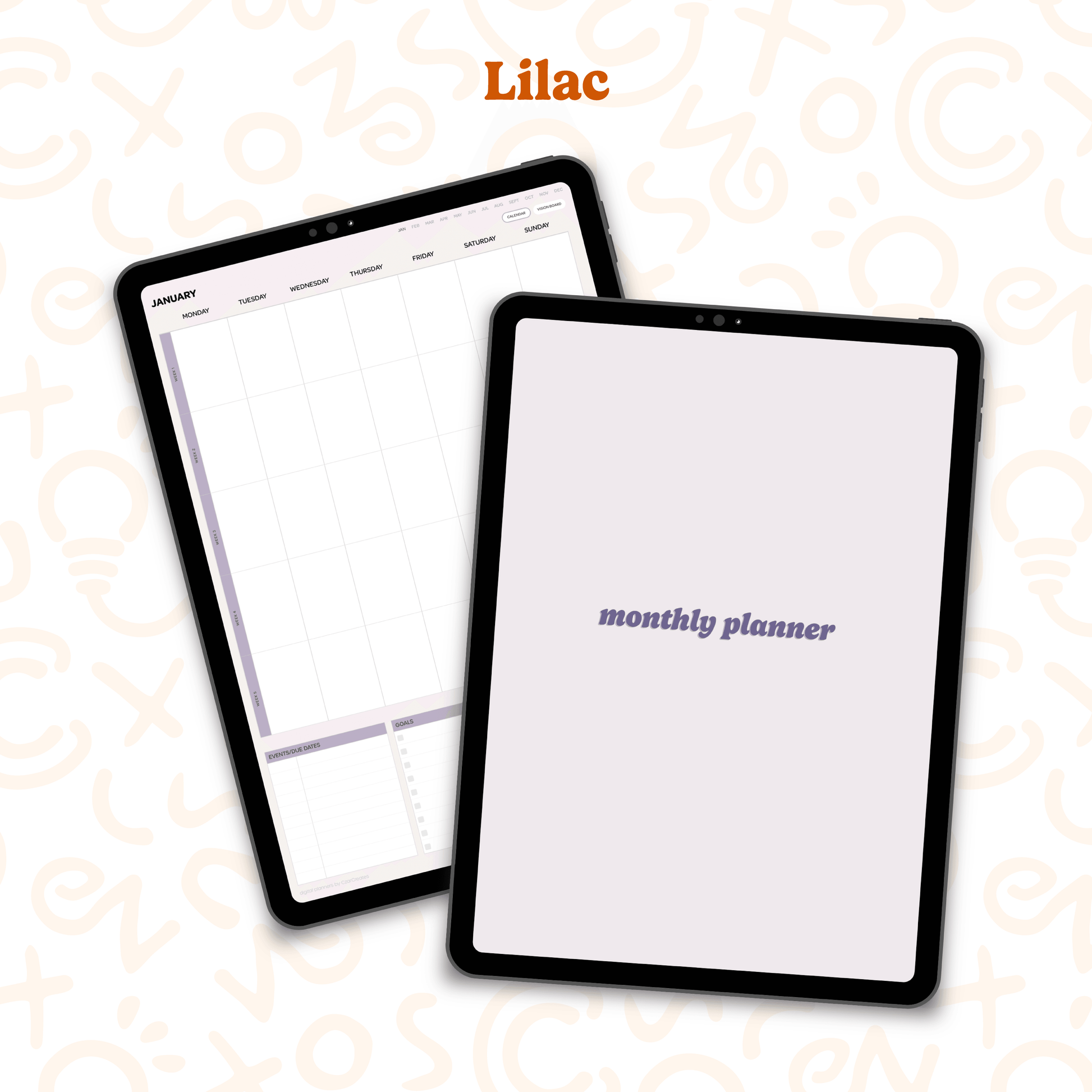 Undated Monthly Planner - Portrait - CzarCreatesPlanners