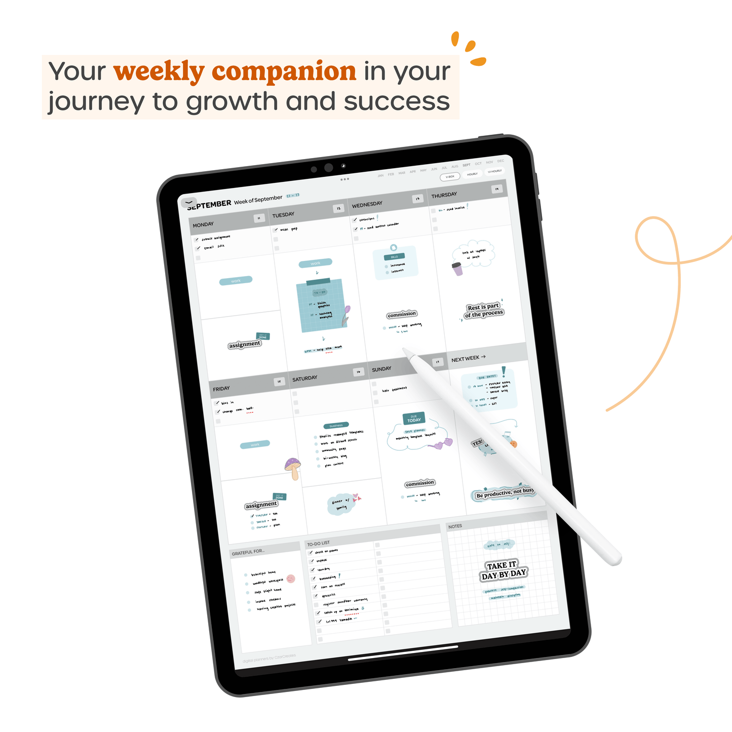 Undated Weekly Planner - Portrait - CzarCreatesPlanners