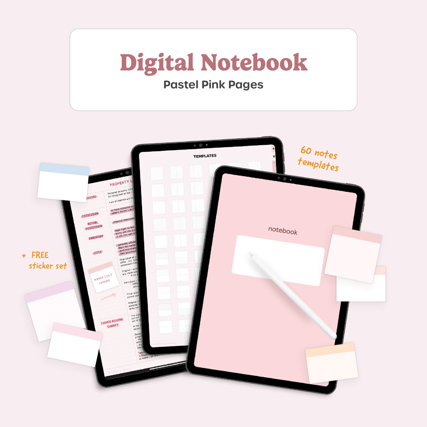 Digital Notebook - Pastel Pink